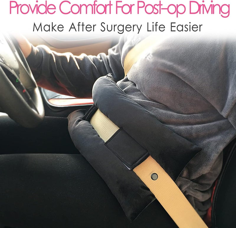 HapiPoppy Hysterectomy Pillow Abdominal Post Surgery Pillows with Pocket Comfort for Ice Heat Packs Tummy Tuck Belly Incision Recovery Seatbelt Gifts Women Patients (Black) - Image 3